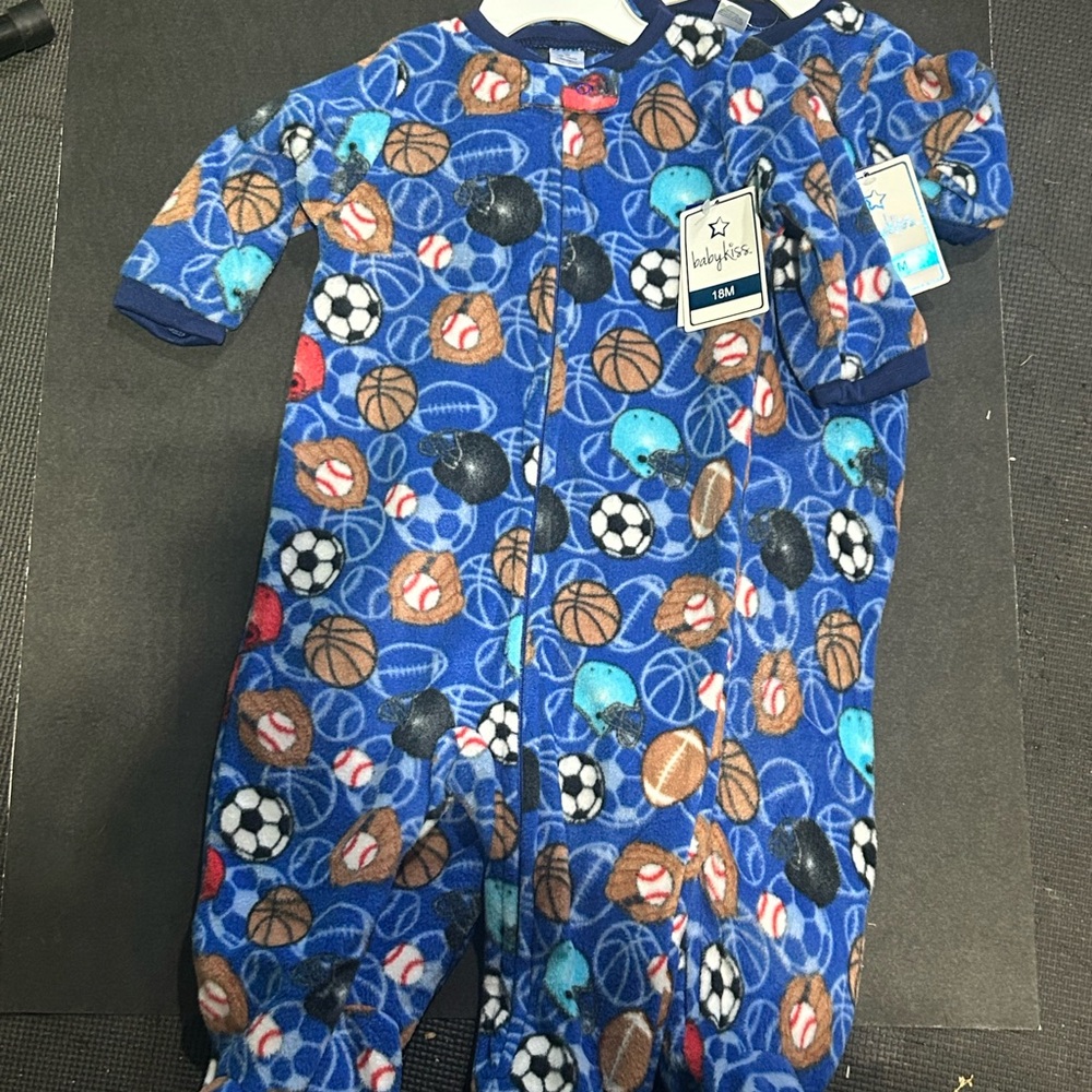 Baby Starters Blue Sports Print Footie